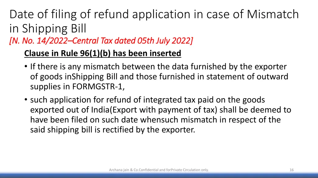 date of filing of refund application in case