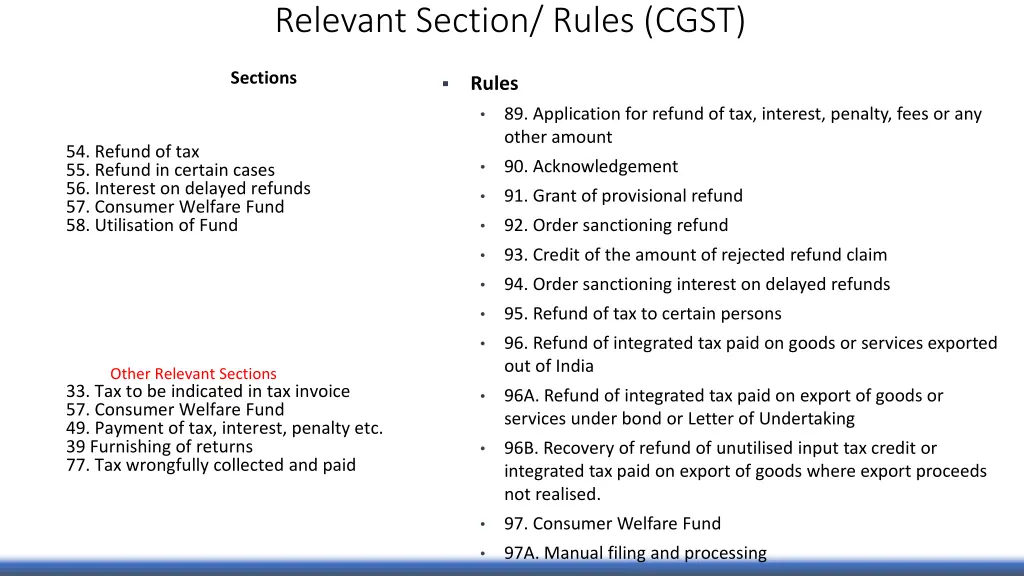 relevant section rules cgst