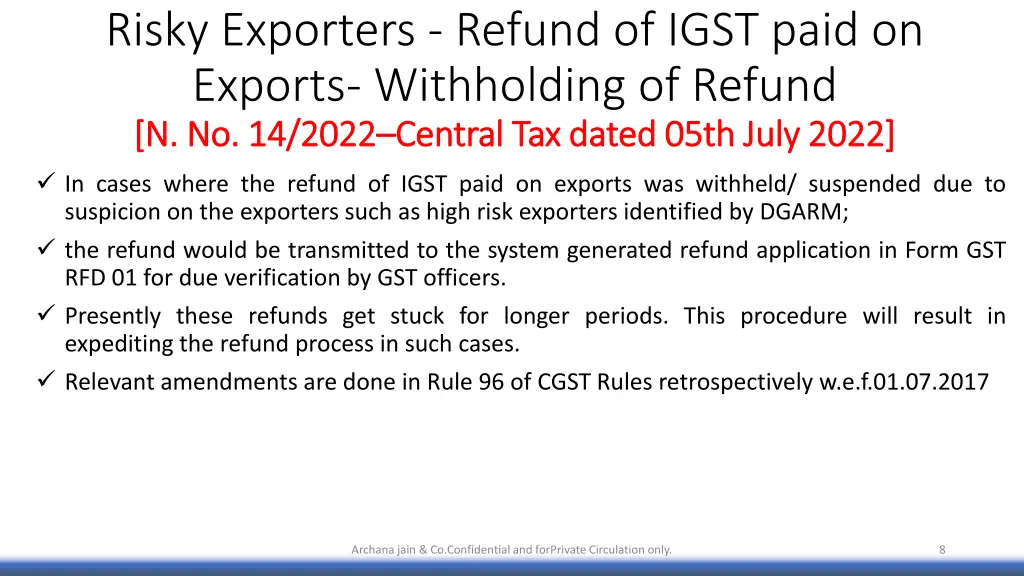 risky exporters refund of igst paid on exports