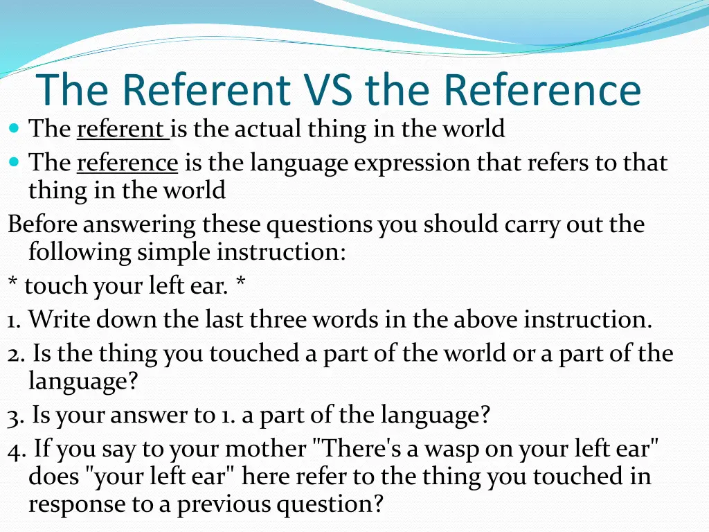 the referent vs the reference the referent