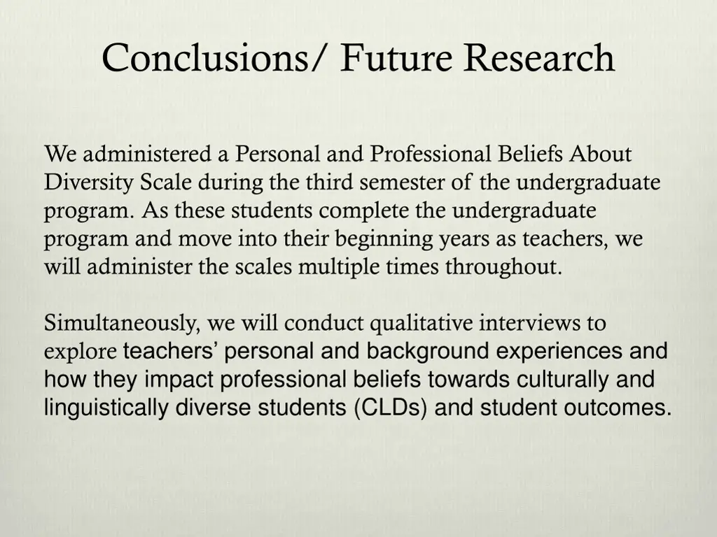 conclusions future research