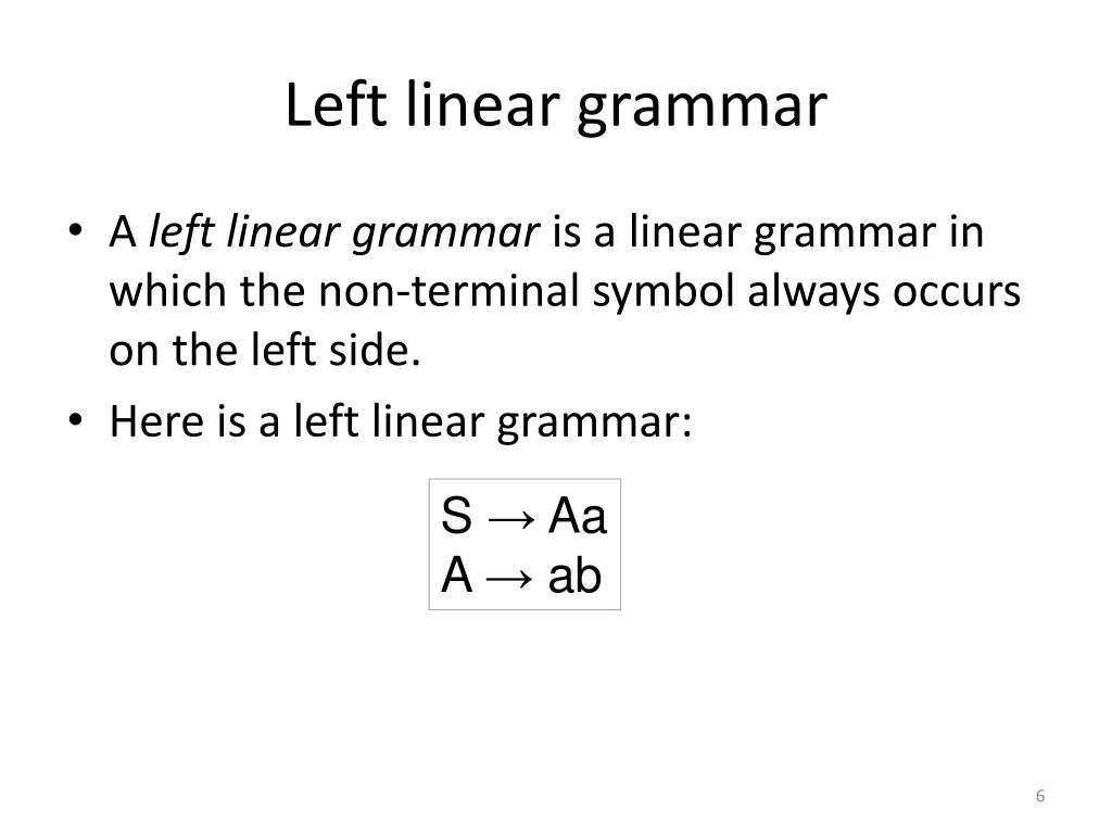 left linear grammar