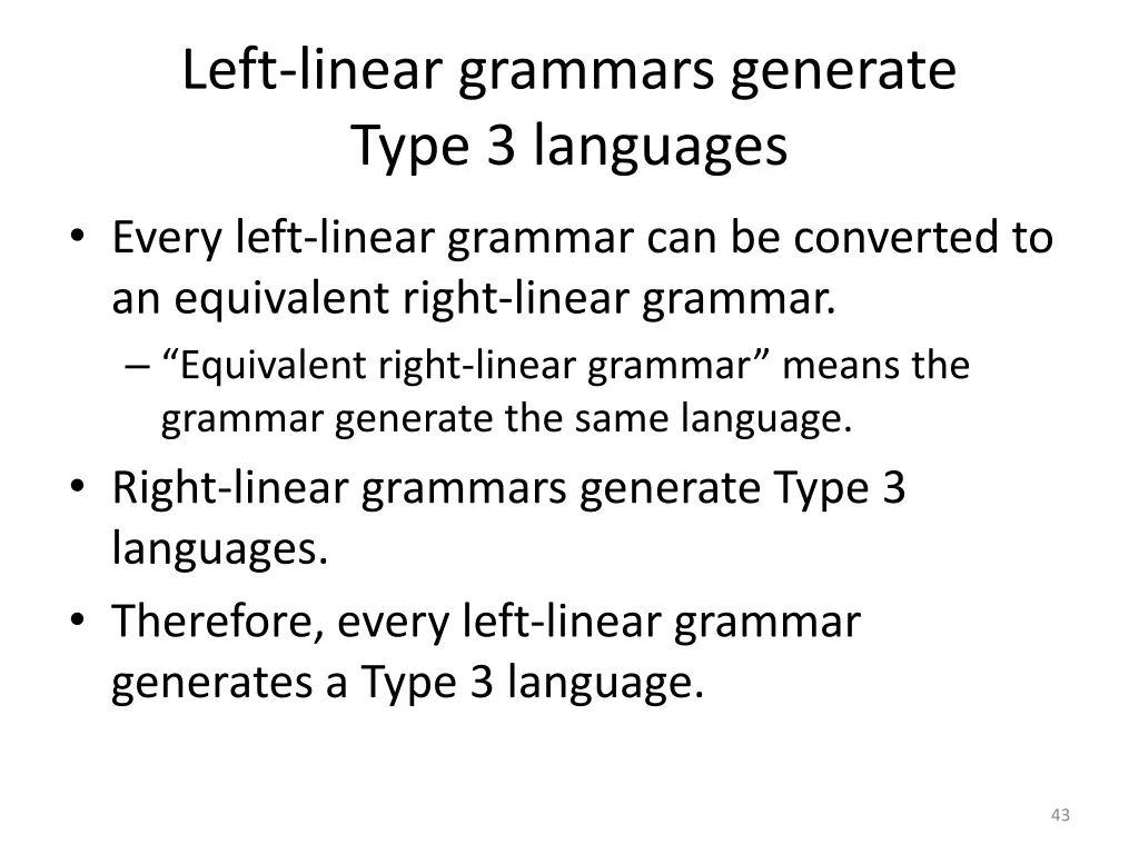 left linear grammars generate type 3 languages