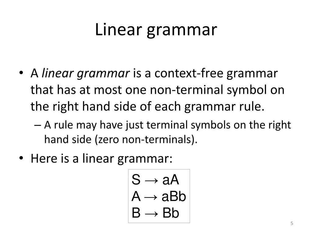 linear grammar