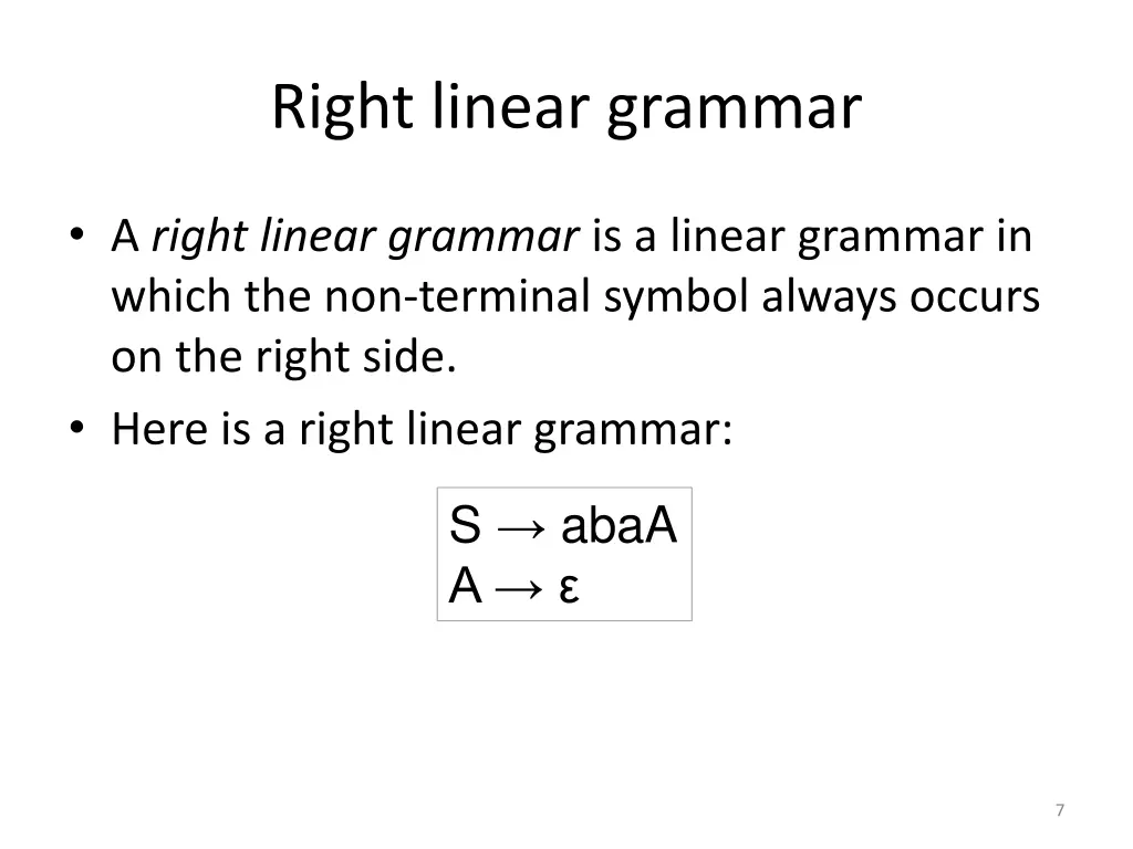 right linear grammar