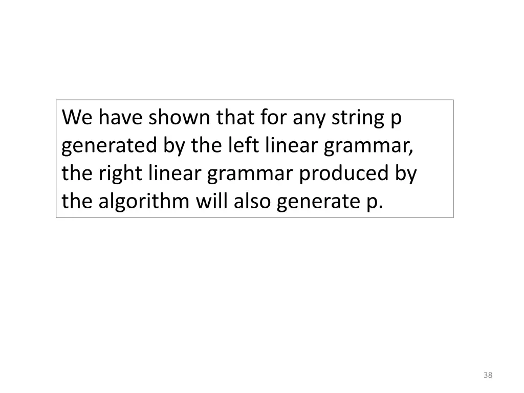 we have shown that for any string p generated