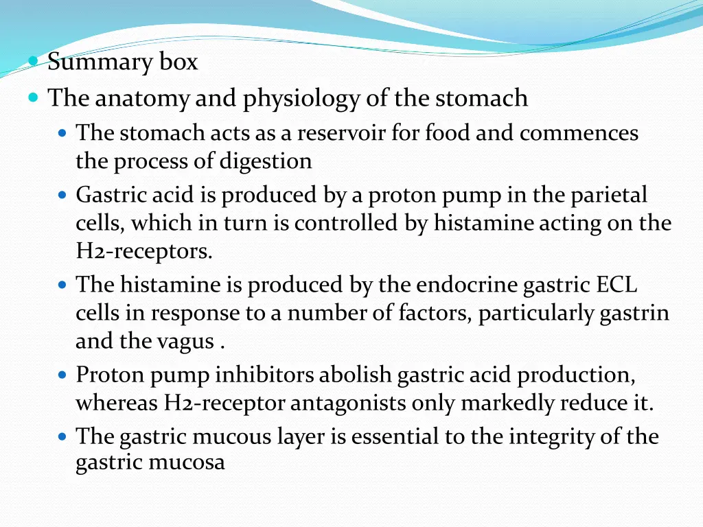 summary box the anatomy and physiology