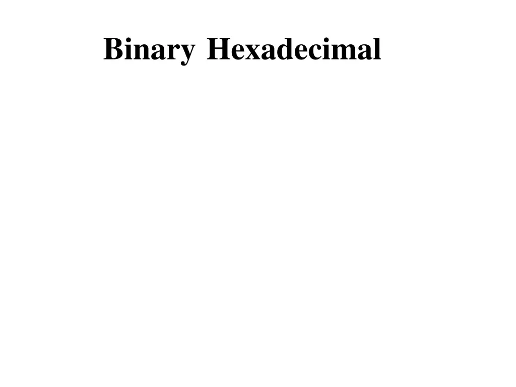 binary hexadecimal