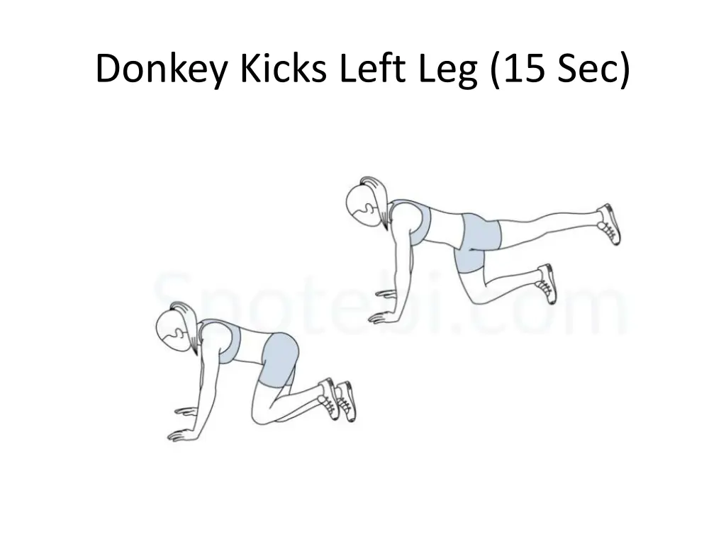 donkey kicks left leg 15 sec 2