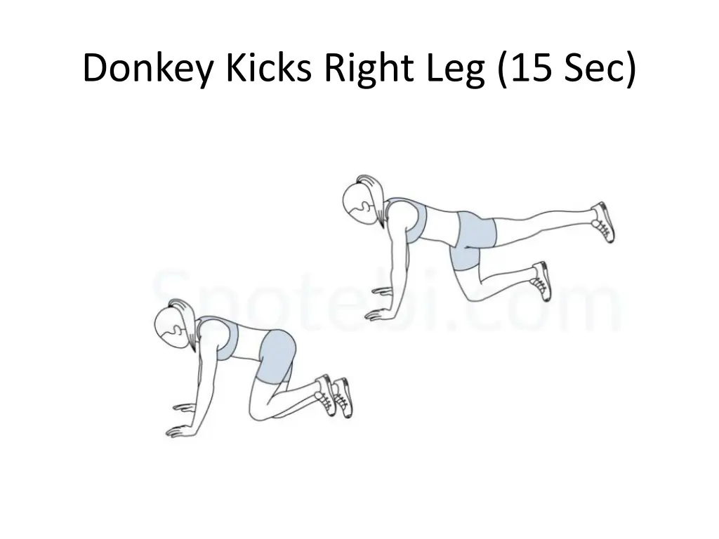 donkey kicks right leg 15 sec 1