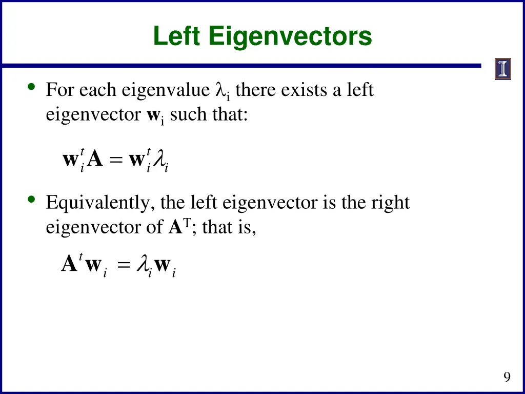 left eigenvectors