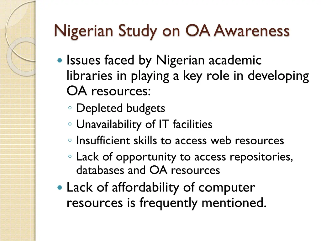 nigerian study on oa awareness