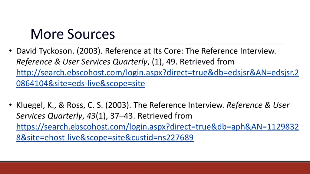 more sources david tyckoson 2003 reference