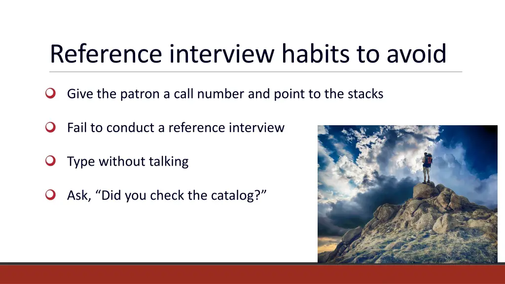 reference interview habits to avoid