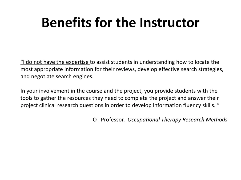 benefits for the instructor 1