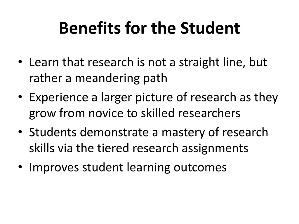 benefits for the student 1