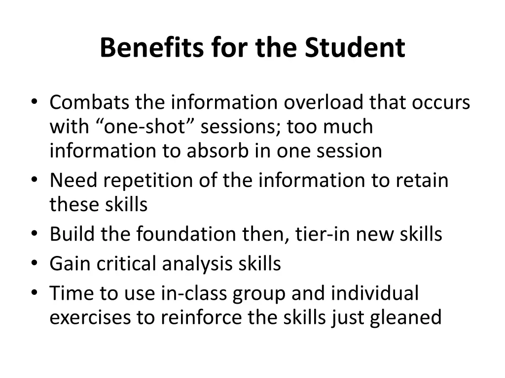 benefits for the student