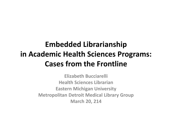 embedded librarianship in academic health