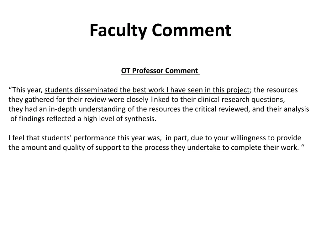 faculty comment