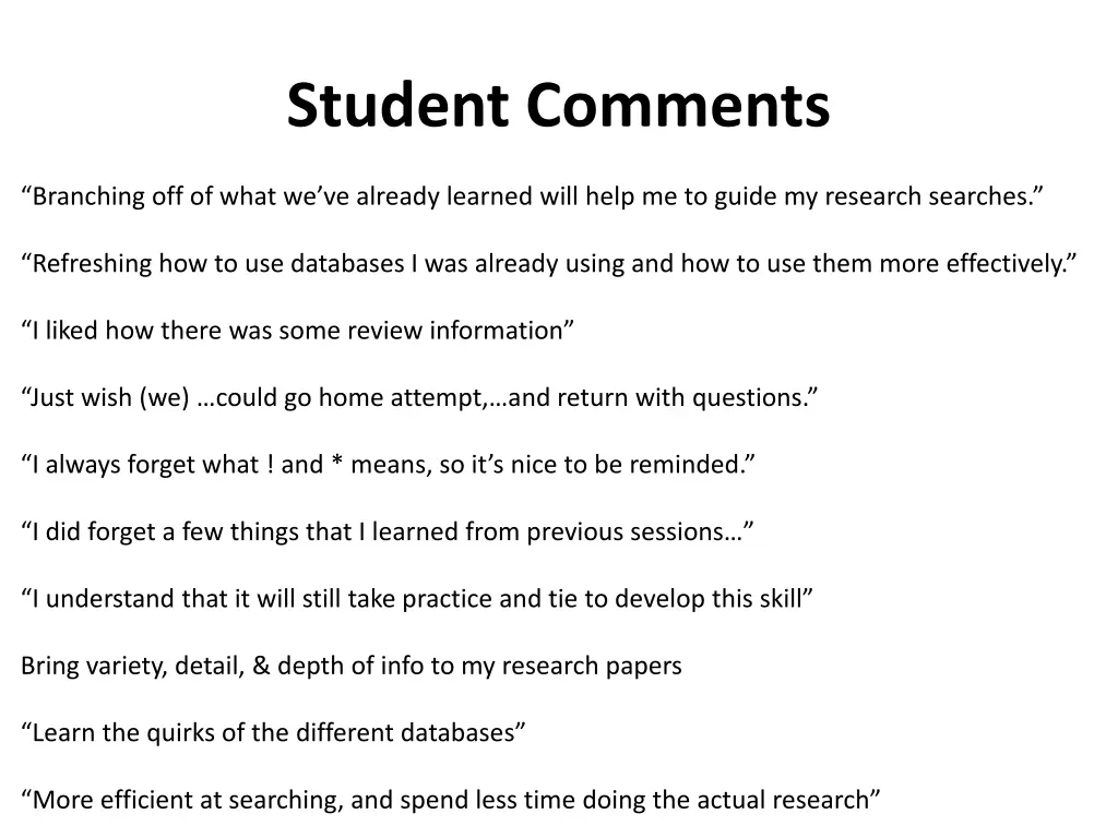 student comments