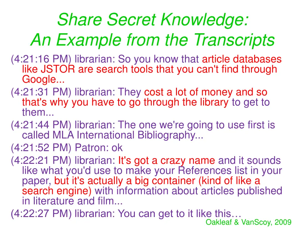 share secret knowledge an example from