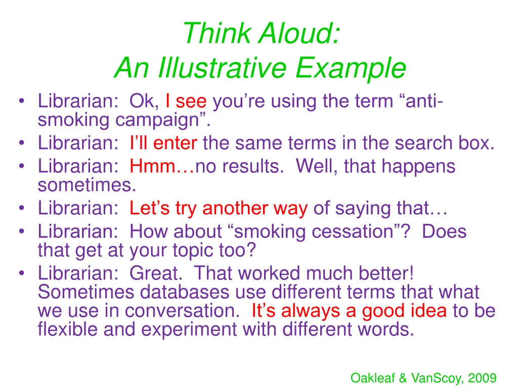 think aloud an illustrative example librarian