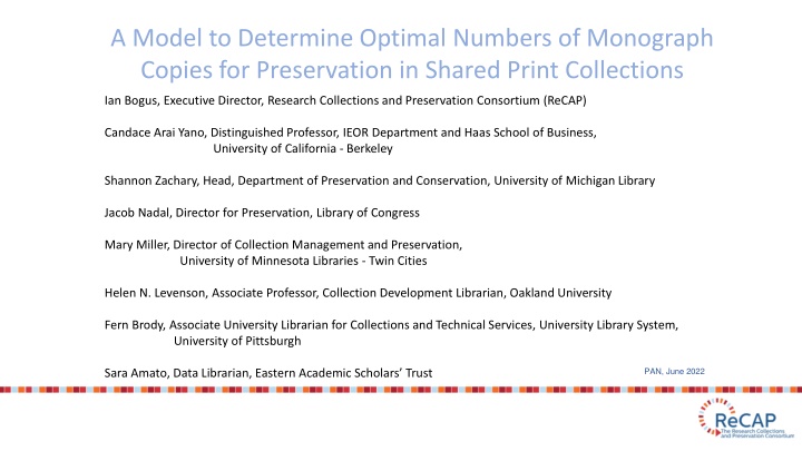 a model to determine optimal numbers of monograph