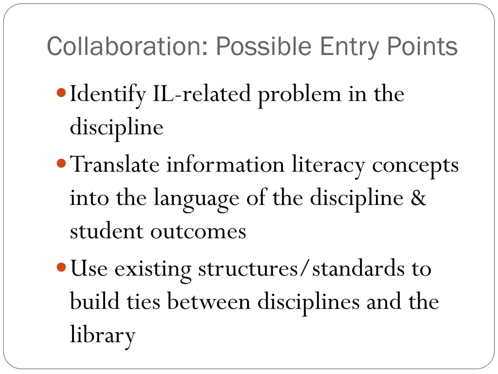 collaboration possible entry points