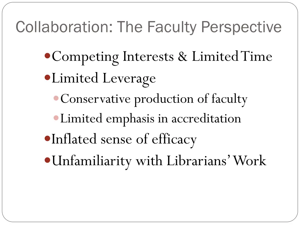 collaboration the faculty perspective