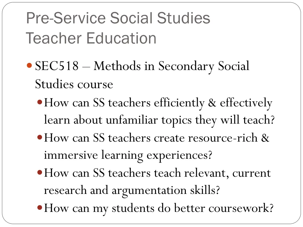 pre service social studies teacher education