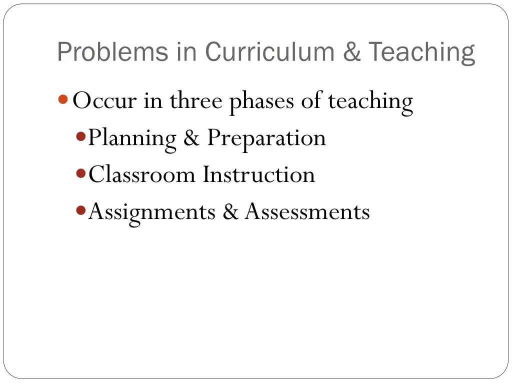 problems in curriculum teaching