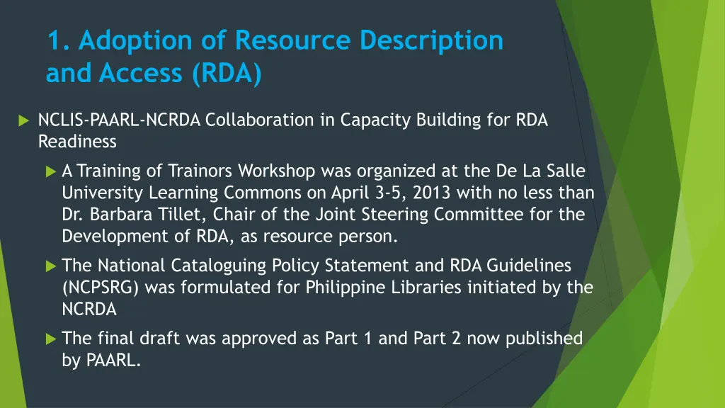 1 adoption of resource description and access rda 1