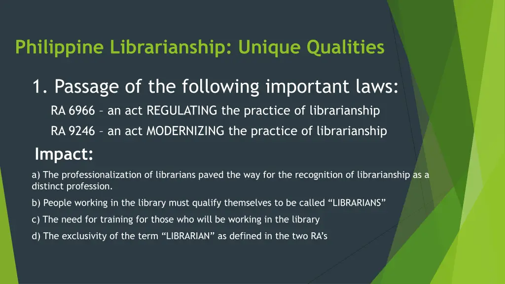 philippine librarianship unique qualities