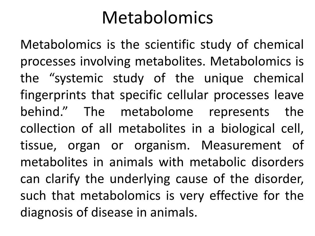 metabolomics