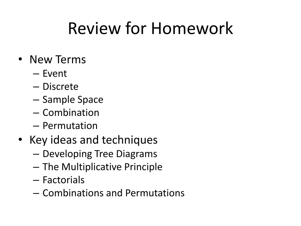 review for homework