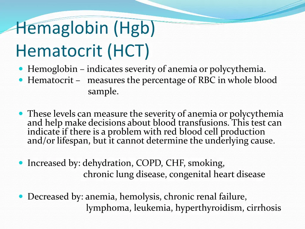 hemaglobin hgb hematocrit hct hemoglobin