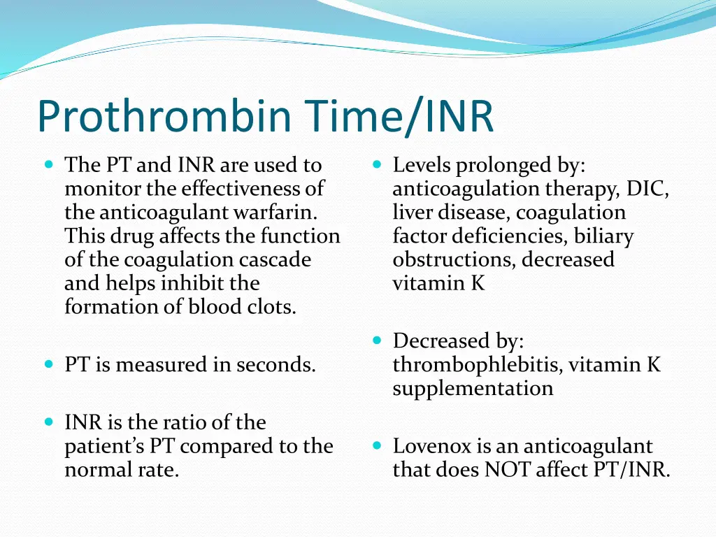 prothrombin time inr