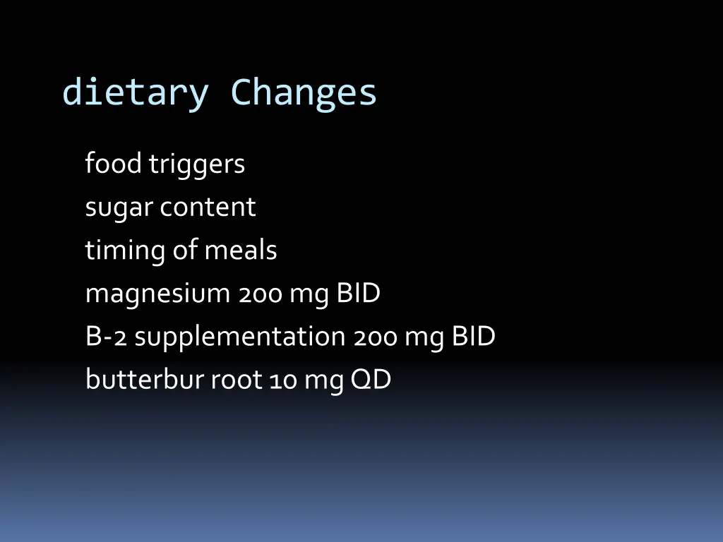 dietary changes