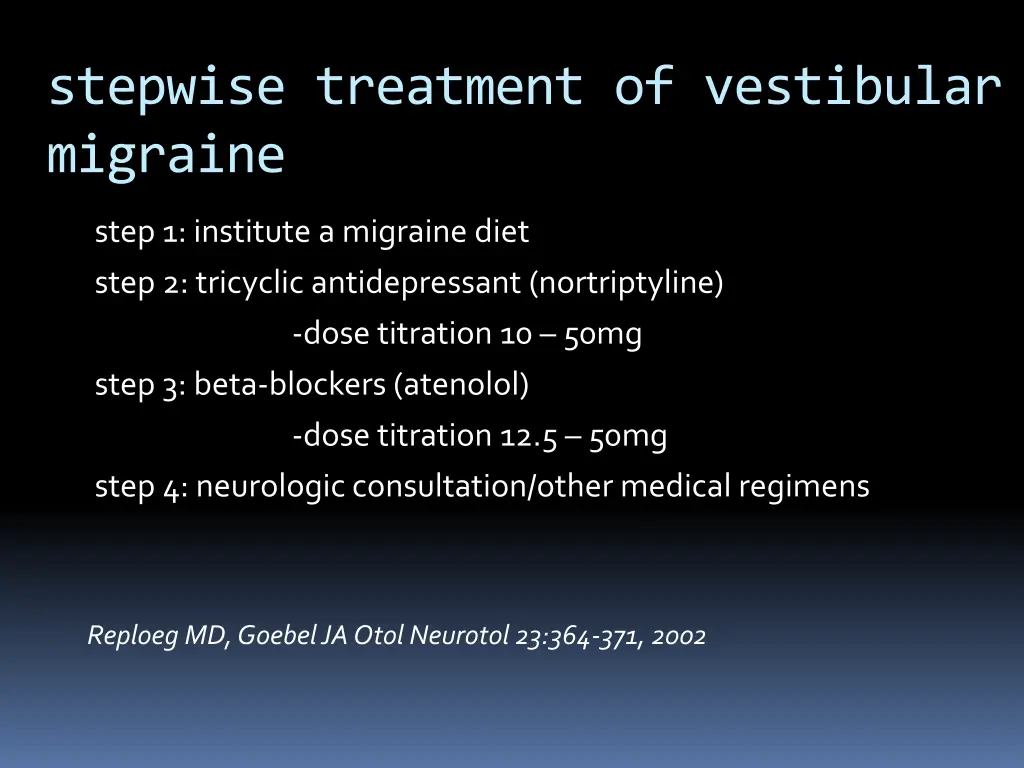 stepwise treatment of vestibular migraine