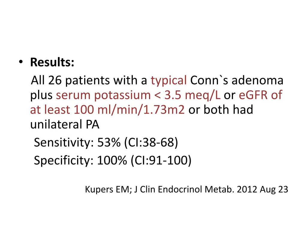 results all 26 patients with a typical conn