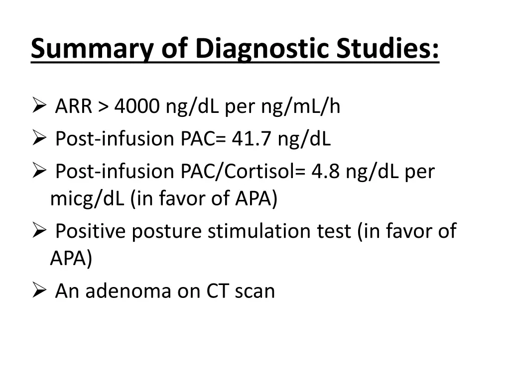 summary of diagnostic studies