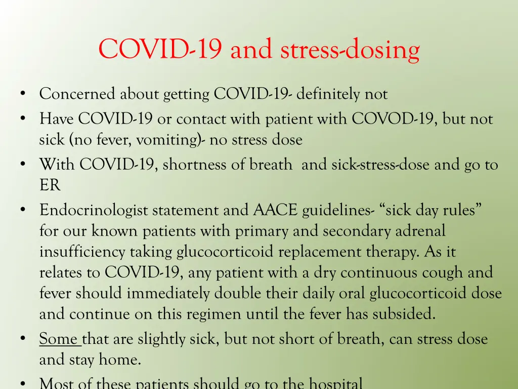 covid 19 and stress dosing