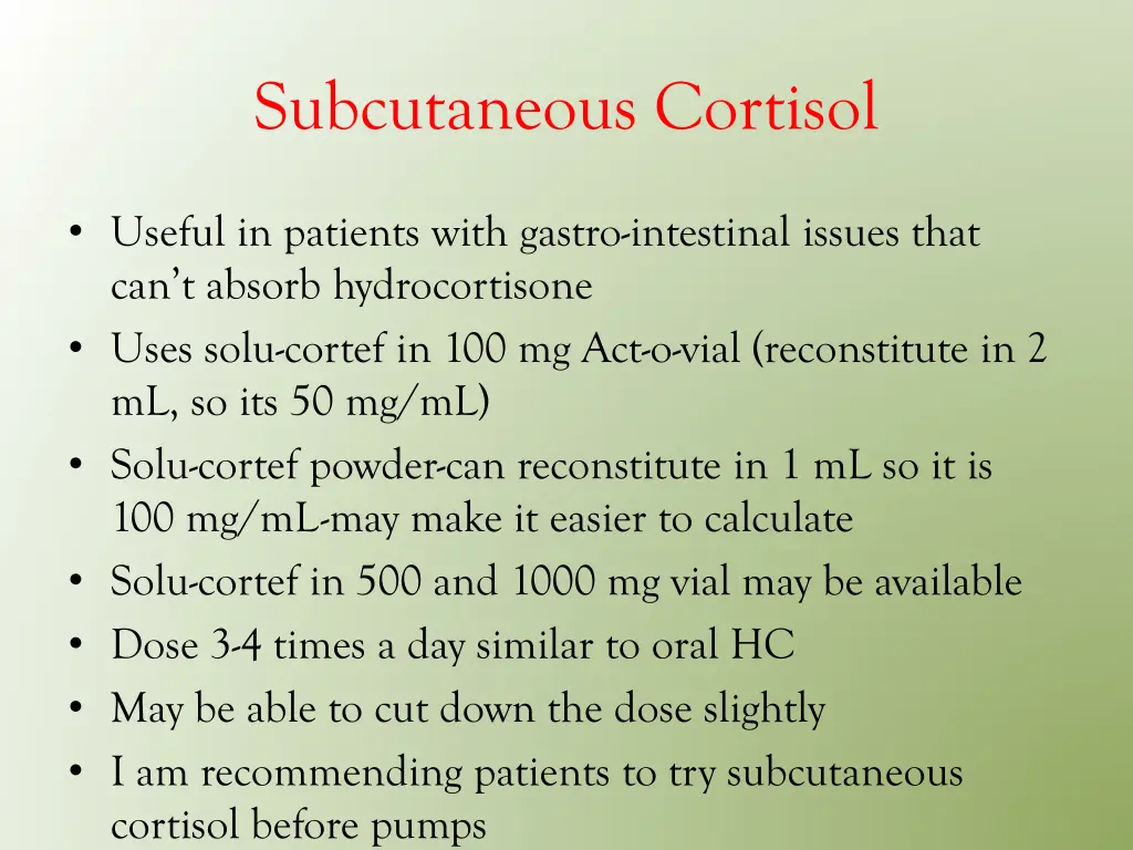 subcutaneous cortisol