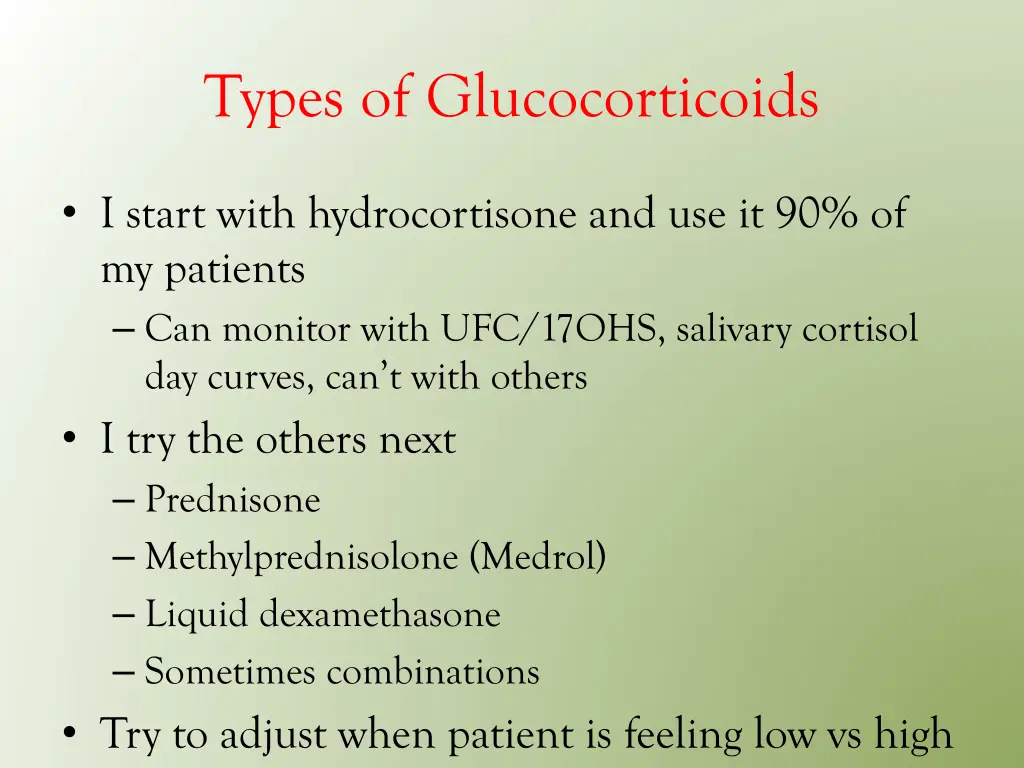 types of glucocorticoids