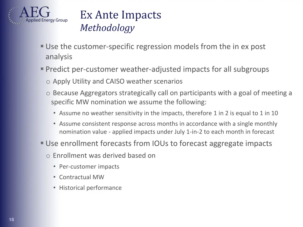 ex ante impacts methodology