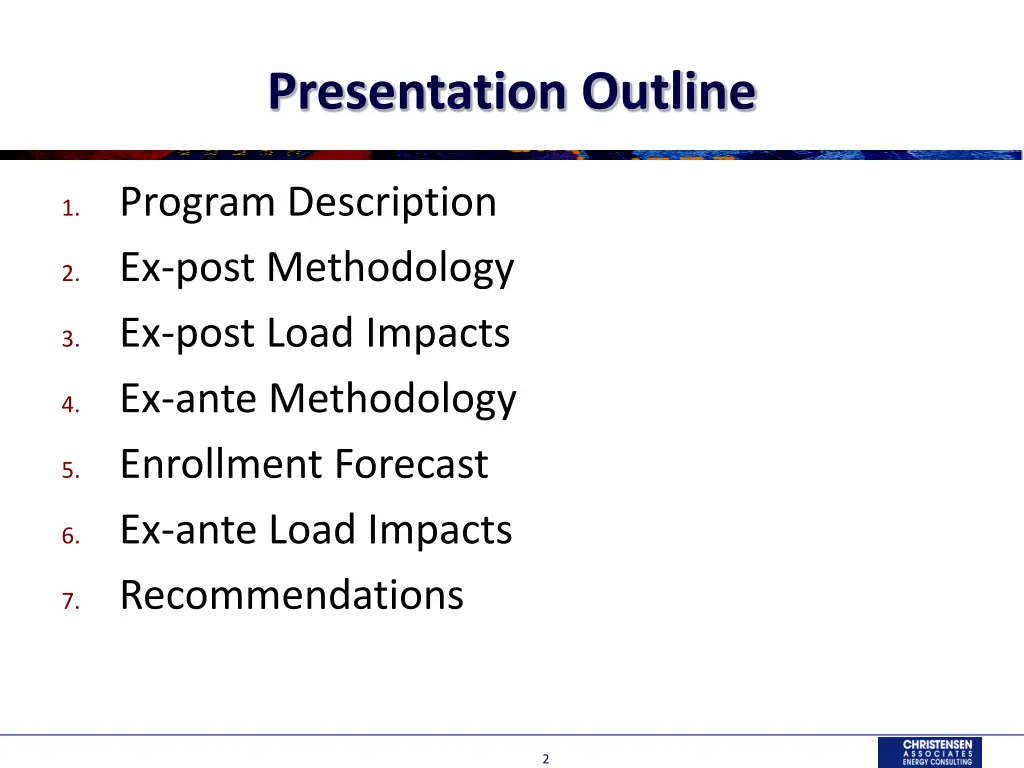 presentation outline