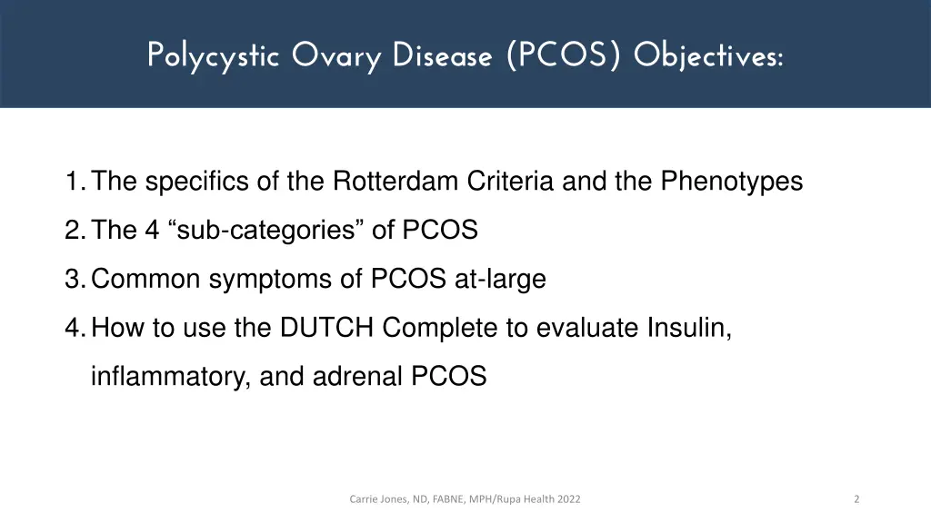 polycystic ovary disease pcos objectives