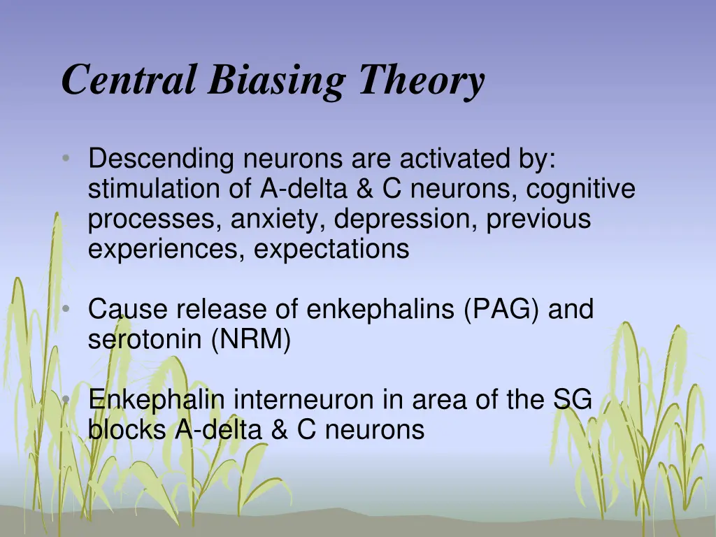 central biasing theory