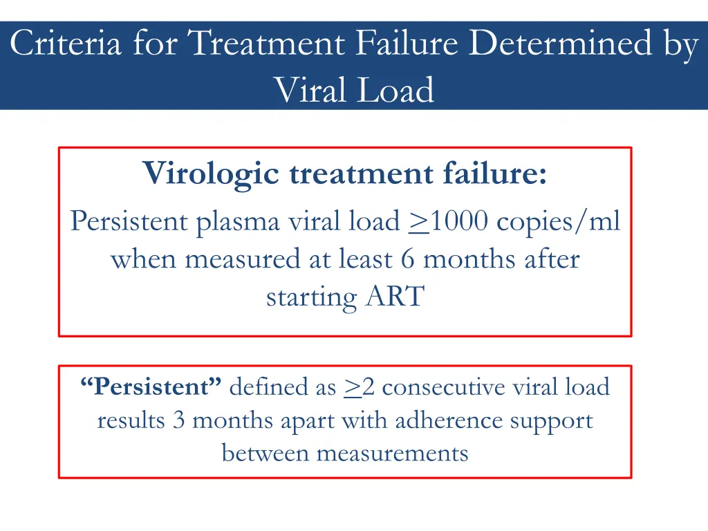 criteria for treatment failure determined