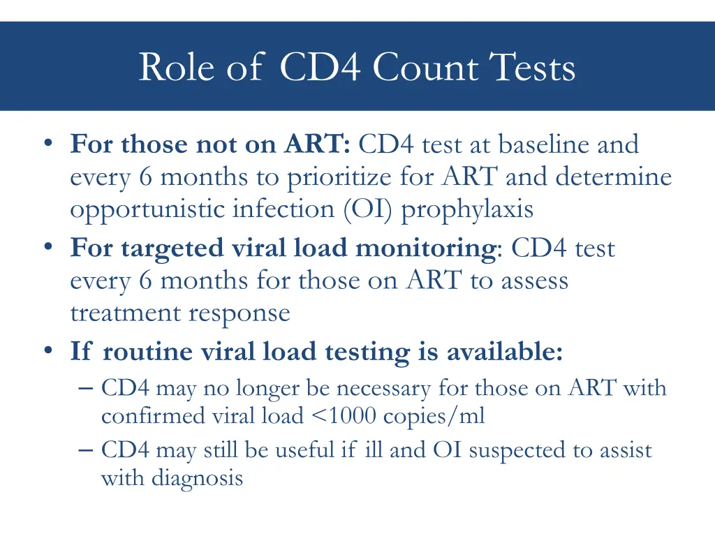 role of cd4 count tests